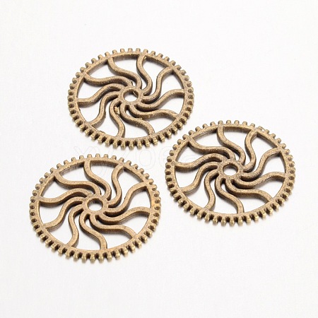Steampunk Theme Tibetan Style Alloy Gear Cog Pendants TIBEB-19598-AB-NR-1