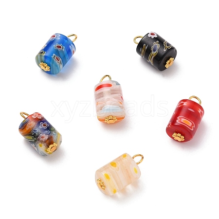 Column Handmade Millefiori Glass Lampwork Charms PALLOY-JF00552-1