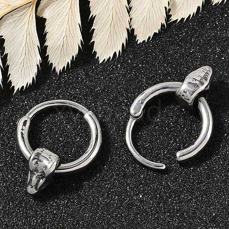 Snake Head 316 Surgical Stainless Steel Hoop Earrings EJEW-G416-41B-AS-1