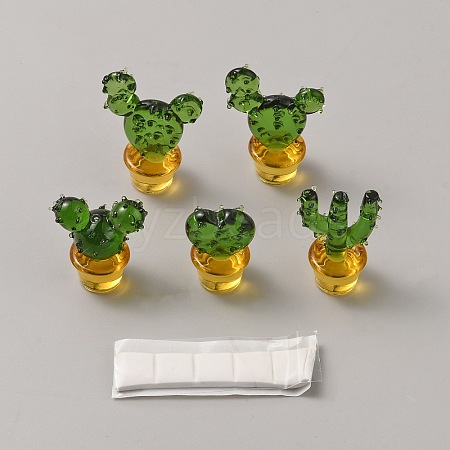 Glass Cactus Display Decorations DJEW-WH20003-01A-1