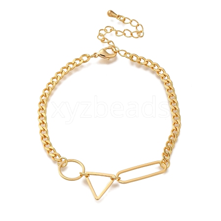 Geometry  Brass Charm Bracelets for Women BJEW-L696-102G-1