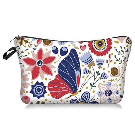 Flower Pattern Polyester Waterpoof Makeup Storage Bag PW-WG57471-15-1