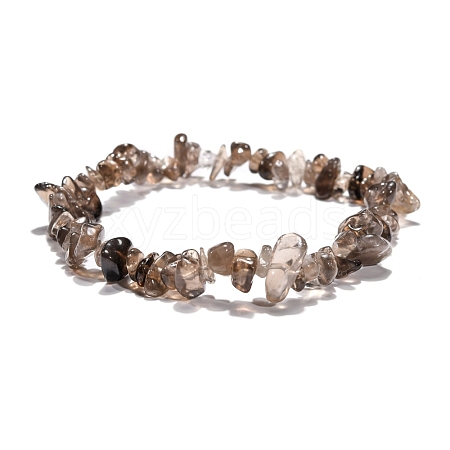 Smoky Quartz Chips Stretch Bracelets BJEW-JB01308-05-1