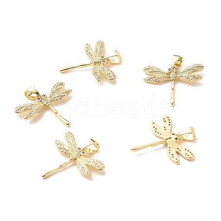 Eco-Friendly Brass Clear Micro Pave Cubic Zirconia Pendants KK-G405-01G-RS-1