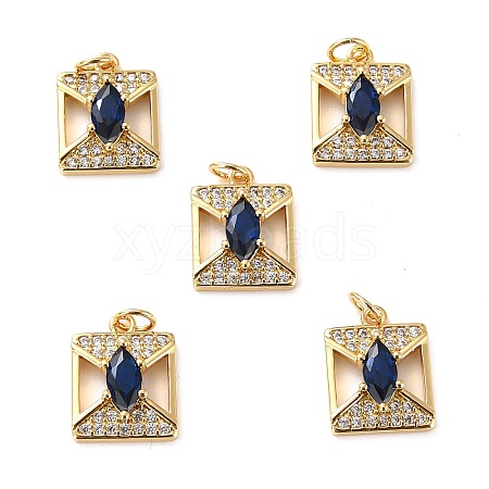 Brass Micro Pave Cubic Zirconia Pendants X-ZIRC-P092-004G-RS-1