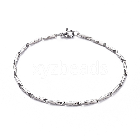 Tarnish Resistant Unisex 304 Stainless Steel Bar Link Chain Bracelets BJEW-L637-41B-P-1