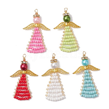 Glass Seed Beads Pendants PALLOY-MZ00380-1