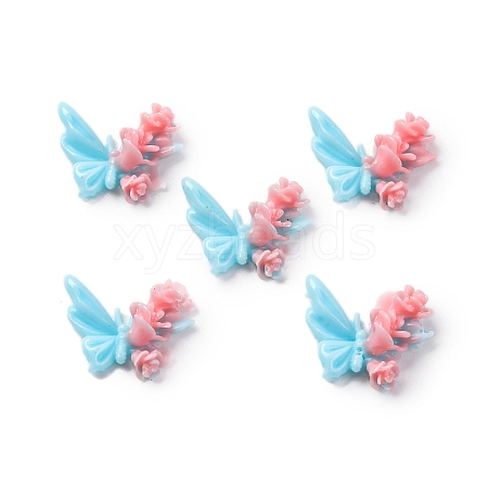 Butterfly with Flower Opaque Resin Cabochons FIND-L019-05-1