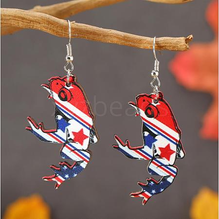 Print Wooden Dangle Earrings for American Independence Day LT3573-3-1