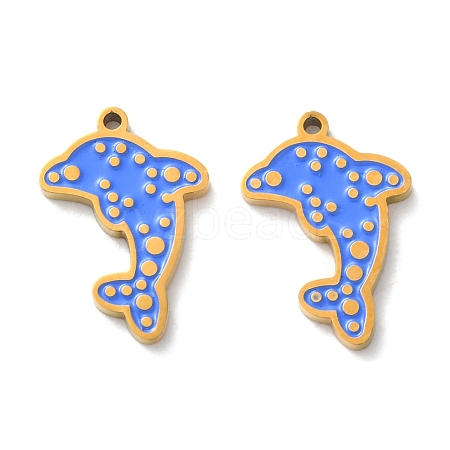 Ion Plating(IP) 304 Stainless Steel Enamel Pendants STAS-M102-12A-G-1