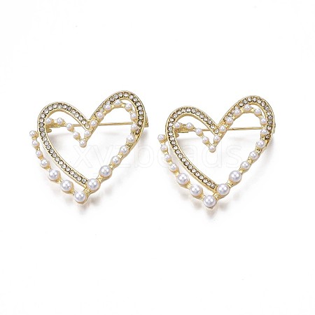 Crystal Rhinestone Double Heart with Plastic Pearl JEWB-N007-080-1