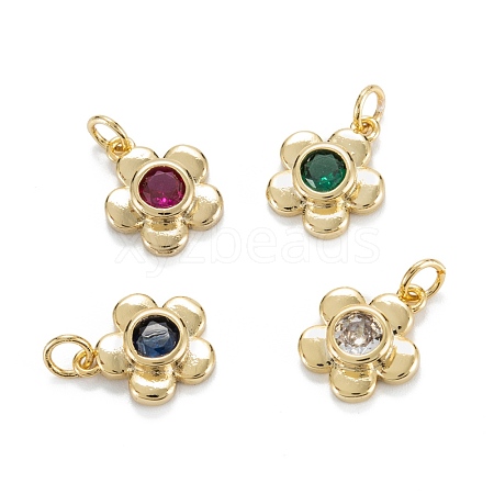 Brass Cubic Zirconia Charms KK-G399-06-1