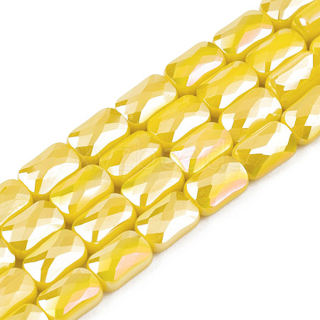 Electroplate Opaque Solid Color Glass Beads Strands EGLA-N002-25-B04-1