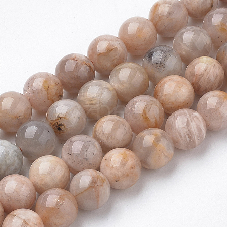 Natural Sunstone Beads Strands G-S150-51-8mm-1