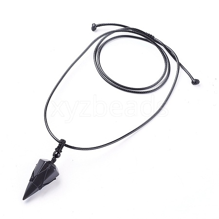 Natural Obsidian Pendants Necklaces NJEW-E140-A03-1