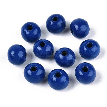 Spray Painted Round Natural Schima Wood Beads WOOD-A018-8mm-17-1