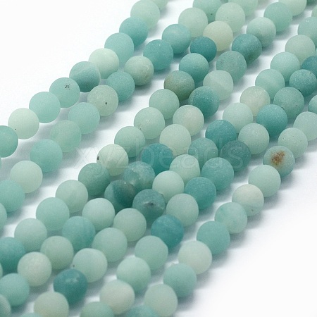 Natural Amazonite Bead Strands X-G-G684-03-6mm-1