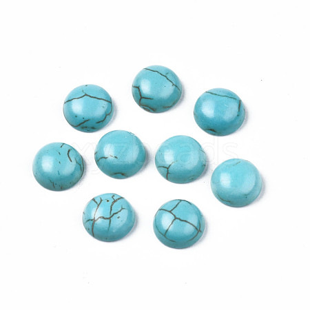 Craft Findings Dyed Synthetic Turquoise Gemstone Flat Back Dome Cabochons TURQ-S266-8mm-01-1