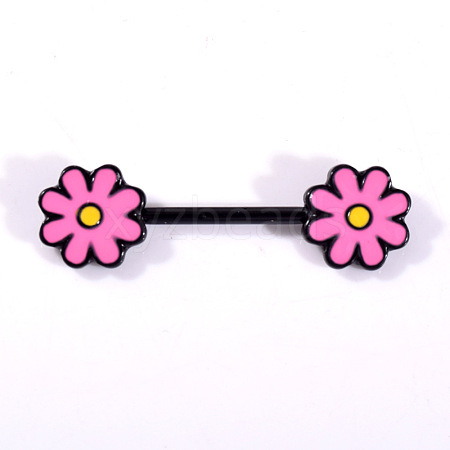 316L Surgical Stainless Steel Enamel Flower Nipple Rings WGE9BCB-03-1