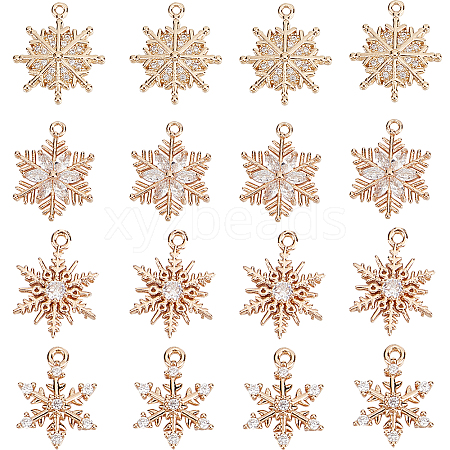 SUNNYCLUE 16Pcs 4 Style Brass Micro Pave Cubic Zirconia  Charm FIND-SC0004-62-1