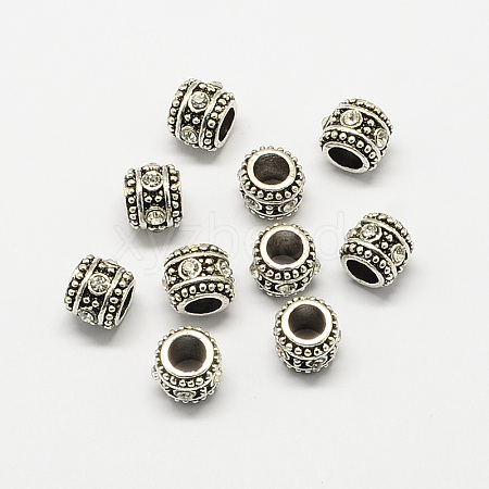 Alloy Rhinestone Rondelle Large Hole European Beads MPDL-R036-27B-1