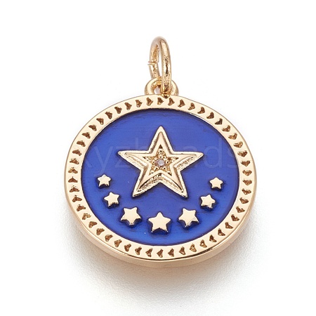 Brass Enamel Pentacle Pendants KK-O113-05A-G-1