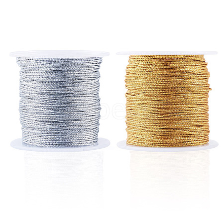 2 Rolls 2 Colors 15-Ply Round PET Metallic Thread MCOR-TA0001-03E-1