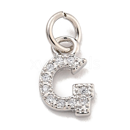Initial Letter Brass with Cubic Zirconia Charms KK-Q814-26G-P-1