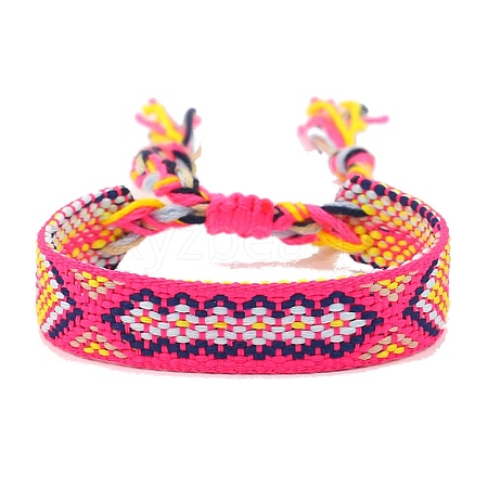 Bohemia Polyester Braided Rhombus Cord Bracelet PW-WG4EA26-04-1