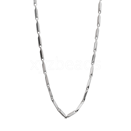201 Stainless Steel Rectangle Bar Link Chain Necklaces NJEW-Q336-05B-P-1