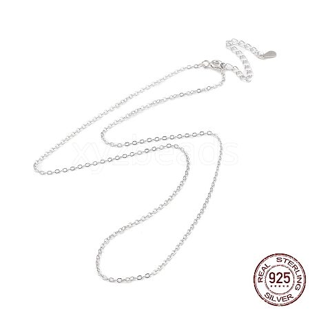 Anti-Tarnish Platinum Rhodium Plated 925 Sterling Silver Chain Necklace NJEW-A011-02P-1