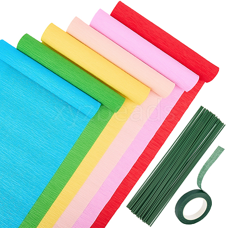 6 Rolls 6 Colors Handmade Crepe Paper DIY-CP0012-89C-1