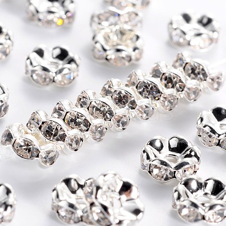 Brass Rhinestone Spacer Beads RB-A014-L8mm-01S-NF-1