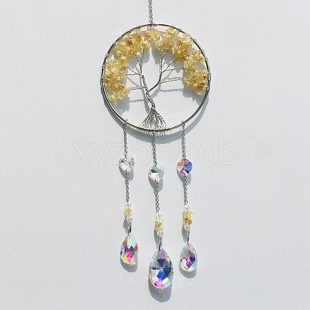 Natural Citrine Tree of Life Pendant Decorations TREE-PW0002-13C-1