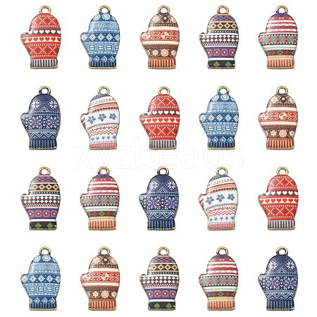 35Pcs 7 Styles Alloy Printed Pendants PALLOY-CJ0002-56-1