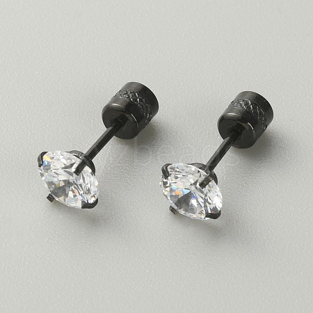Cubic Zirconia Diamond Stud Earrings EJEW-TAC0015-20B-06-1