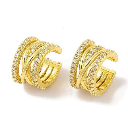 Brass Micro Pave Clear Cubic Zirconia Cuff Earrings for Women EJEW-I305-41G-1
