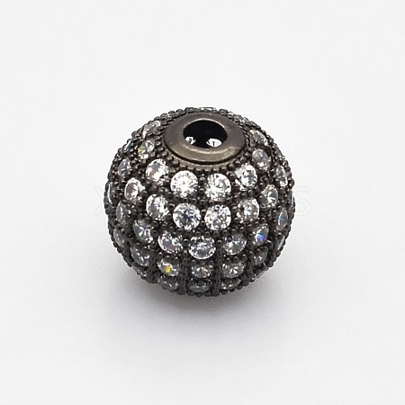 Brass Micro Pave Grade AAA Cubic Zirconia Beads KK-E711-116-6mm-B-NR-1