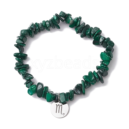 Natural Malachite Stretch Bracelets BJEW-JB11147-08-1