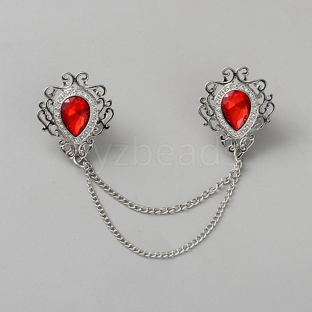 Zinc Alloy Rhinestone Chain Collar Pin Brooches JEWB-WH0816-010P-02-1