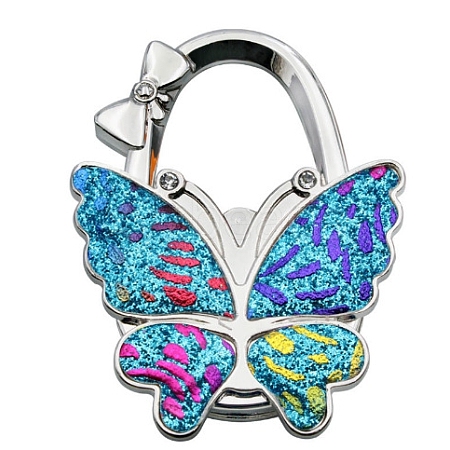 Glitter Butterfly Zinc Alloy Crystal Rhinestone Bag Hanger BAGH-F001-A22-1