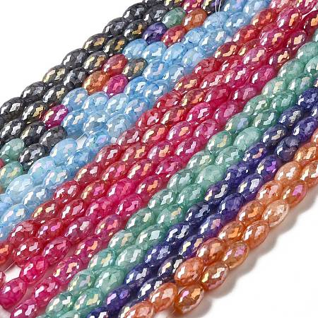 Electroplate Glass Beads Strand GLAA-G088-04-1