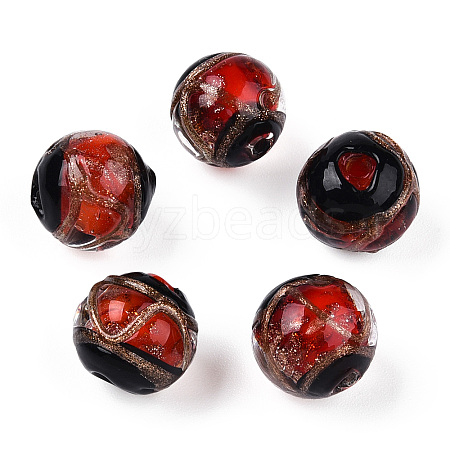 Handmade Gold Sand Lampwork Beads LAMP-T019-14mm-03-1