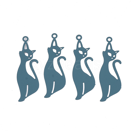 430 Stainless Steel Kitten Pendants X-STAS-S108-17A-1