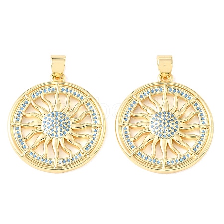 Brass Micro Pave Sky Blue Cubic Zirconia Pendants CU-CBA6938-04G-03-1
