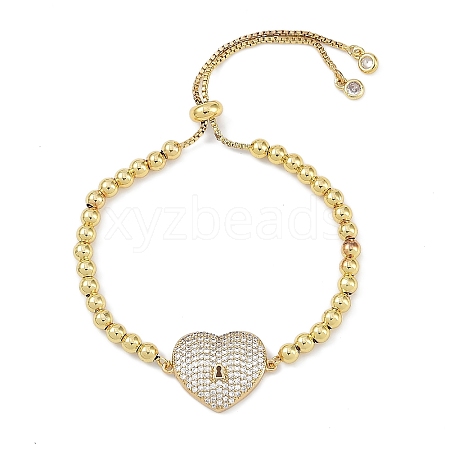 Rack Plating Brass Micro Pave Cubic Zirconia Silder Bracelets BJEW-P341-03G-1