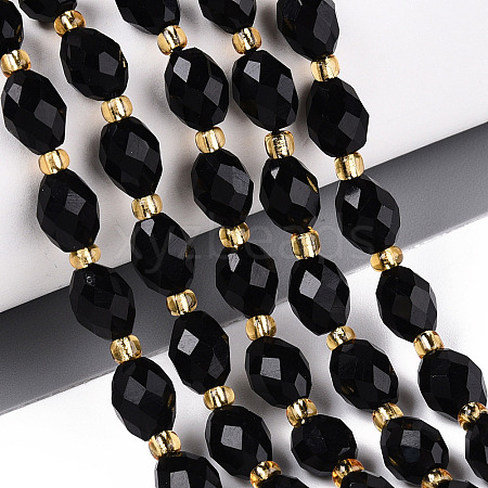 Natural Black Obsidian Beads Strands G-N342-53-8x6-01-1