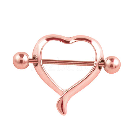 316L Surgical Stainless Steel Heart Nipple Rings WG15661-03-1