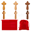   6Pcs 3 Colors Wood Hand-held Cross WOOD-PH0002-48-1