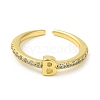 Clear Cubic Zirconia Initial Letter Open Cuff Ring RJEW-H120-09G-B-2